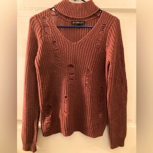 DerekHeart Distressed front light Rust Sweater